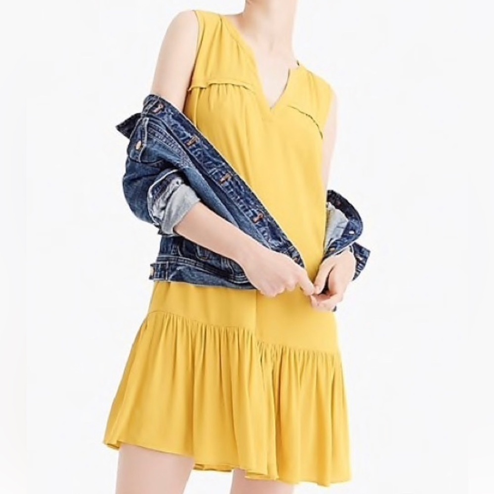 J Crew Summer Buttercup Sleeveless Ruffled‎ Hem Shift Dress